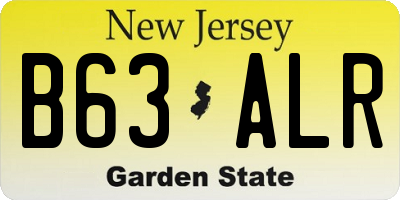 NJ license plate B63ALR