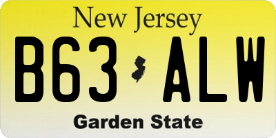 NJ license plate B63ALW