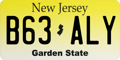NJ license plate B63ALY