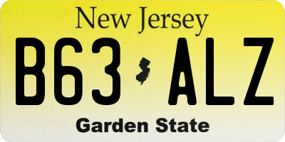 NJ license plate B63ALZ