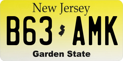 NJ license plate B63AMK