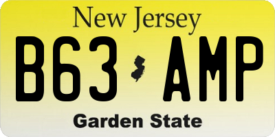 NJ license plate B63AMP