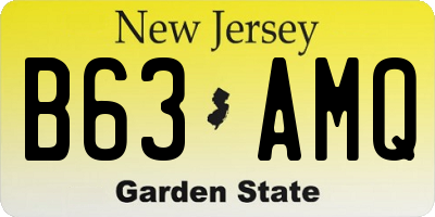 NJ license plate B63AMQ
