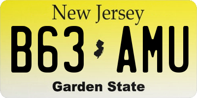 NJ license plate B63AMU