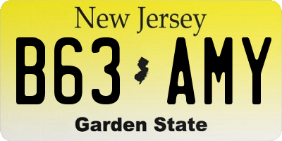 NJ license plate B63AMY