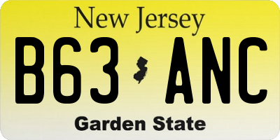 NJ license plate B63ANC