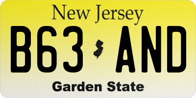 NJ license plate B63AND