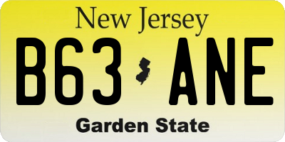 NJ license plate B63ANE