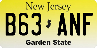 NJ license plate B63ANF
