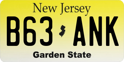 NJ license plate B63ANK
