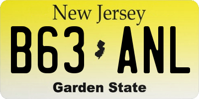 NJ license plate B63ANL