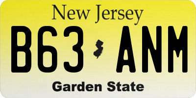 NJ license plate B63ANM