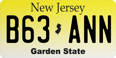 NJ license plate B63ANN