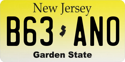NJ license plate B63ANO