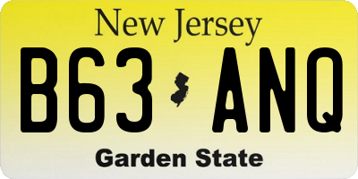 NJ license plate B63ANQ