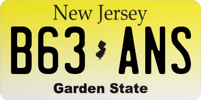 NJ license plate B63ANS