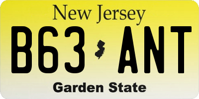 NJ license plate B63ANT