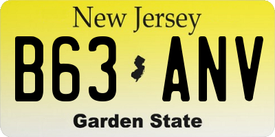 NJ license plate B63ANV
