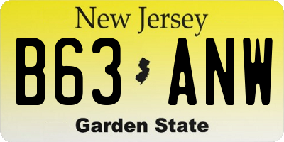 NJ license plate B63ANW