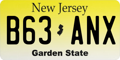 NJ license plate B63ANX