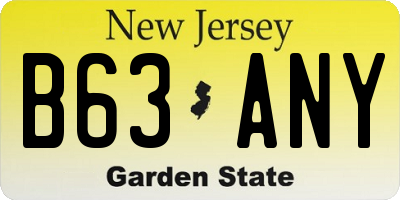 NJ license plate B63ANY