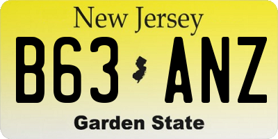 NJ license plate B63ANZ
