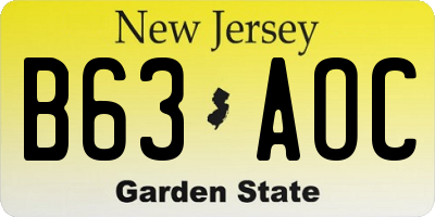 NJ license plate B63AOC