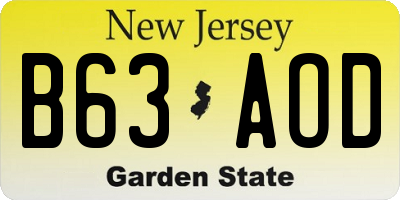 NJ license plate B63AOD