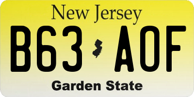 NJ license plate B63AOF