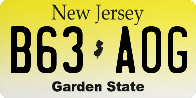 NJ license plate B63AOG