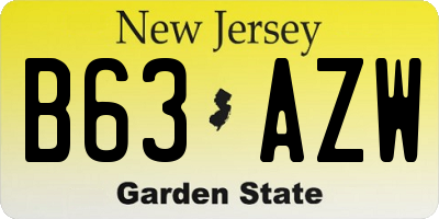 NJ license plate B63AZW