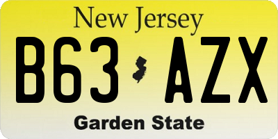 NJ license plate B63AZX