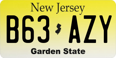 NJ license plate B63AZY