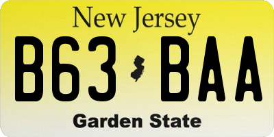 NJ license plate B63BAA