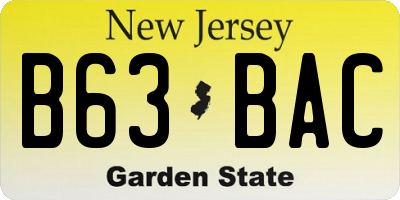 NJ license plate B63BAC
