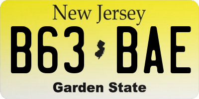 NJ license plate B63BAE