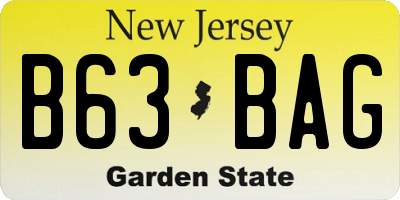 NJ license plate B63BAG