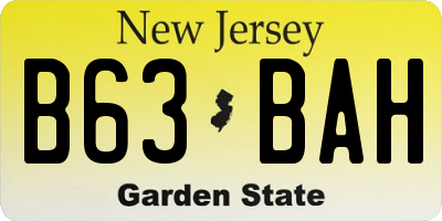 NJ license plate B63BAH