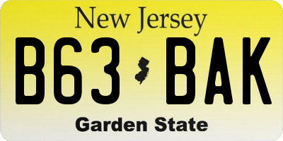 NJ license plate B63BAK