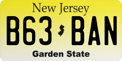 NJ license plate B63BAN