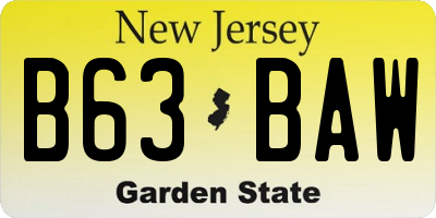 NJ license plate B63BAW