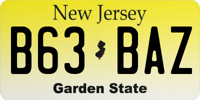 NJ license plate B63BAZ