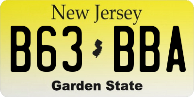 NJ license plate B63BBA