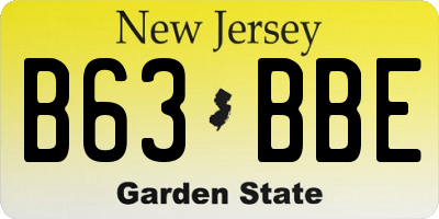 NJ license plate B63BBE