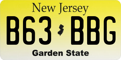 NJ license plate B63BBG