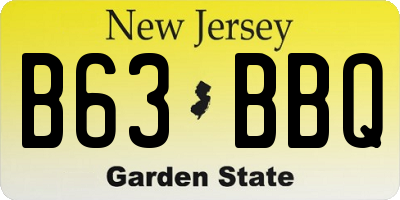 NJ license plate B63BBQ