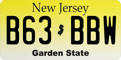 NJ license plate B63BBW