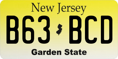 NJ license plate B63BCD