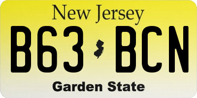 NJ license plate B63BCN
