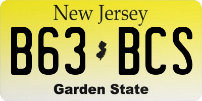 NJ license plate B63BCS